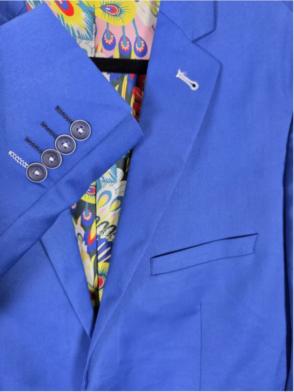 Paisley & Gray Blazer Mens 40R Slim Fit Royal Blue Floral Lined Sport Coat Party
